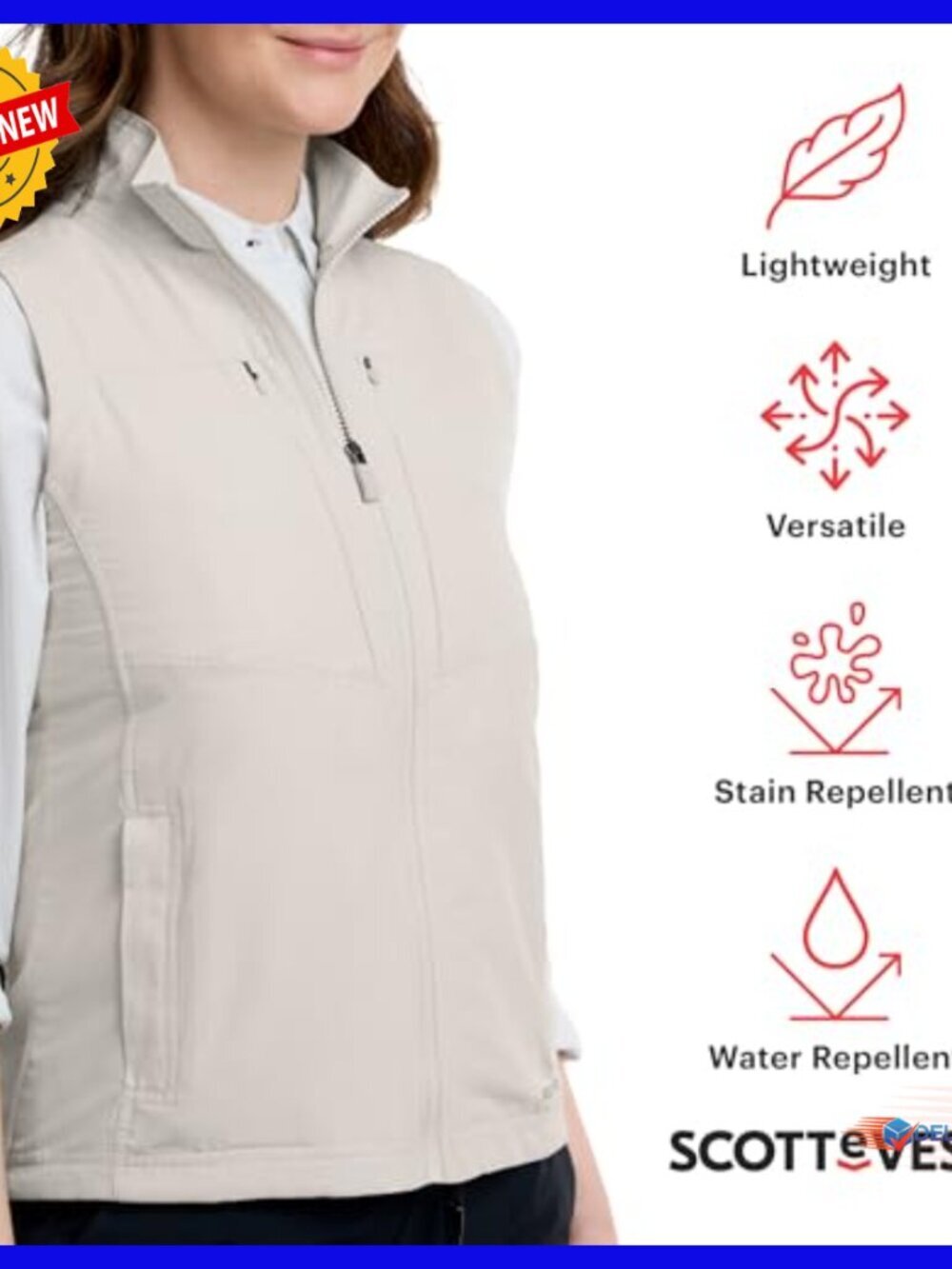 Lightweight Travel Vest with 16 Hidden Pockets, RFID Security, Women's - Picture 3 of 6